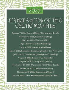 2025 Celtic Calendar Dates | Khaliela Wright